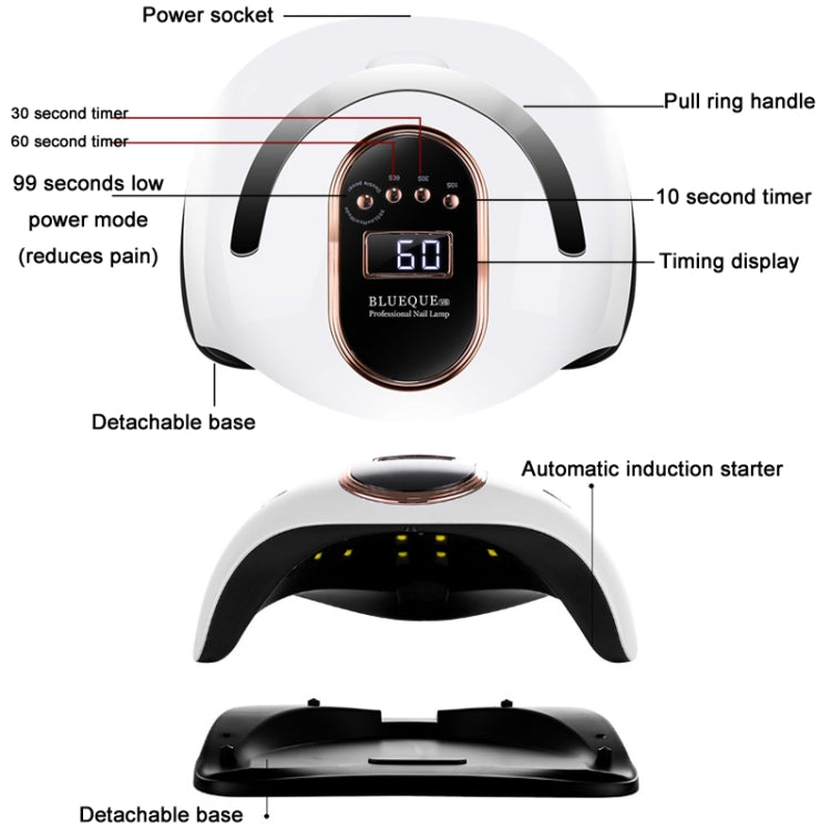 BLUEQUE 168W LED Nail Art Phototherapy Baking Lamp(US Plug) - Nail Dryers by PMC TechLife | Online Shopping South Africa | PMC TechLife