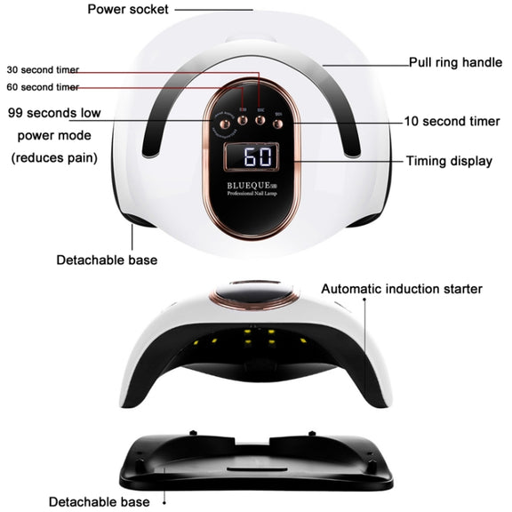 BLUEQUE 168W LED Nail Art Phototherapy Baking Lamp(EU Plug)