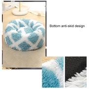 Long-haired Round Pet Kennel Warm Pet Bed, Specification: 60cm(Blue)