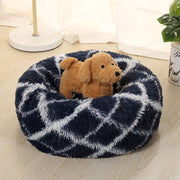 Long-haired Round Pet Kennel Warm Pet Bed, Specification: 60cm(Blue)