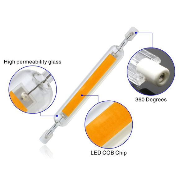 78MM 10W R7S LED COB Dimmer Glass Lamp Double-end Horizontal Plug-in Light(220v Cold White Light)