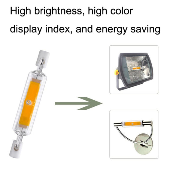 78MM 10W R7S LED COB Dimmer Glass Lamp Double-end Horizontal Plug-in Light(110V Warm White Light)