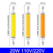 118mm 20W R7S LED COB Dimmer Glass Lamp Double-end Horizontal Plug-in Light(220v Cold White Light)