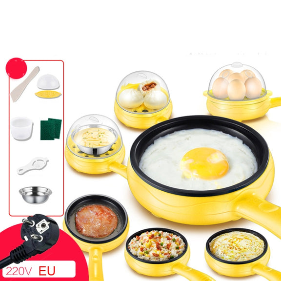 350W Electric Egg Omelette Cooker Frying Pan Steamer Cooker,EU Plug,Style: Single Layer Set Pink
