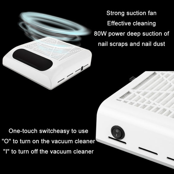 80W Manicure Vacuum Cleaner With Pull-Out Filter, Specification: EU Plug (Pink)