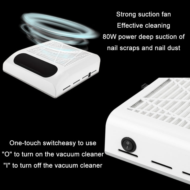 80W Manicure Vacuum Cleaner With Pull-Out Filter, Specification: EU Plug (Pink)