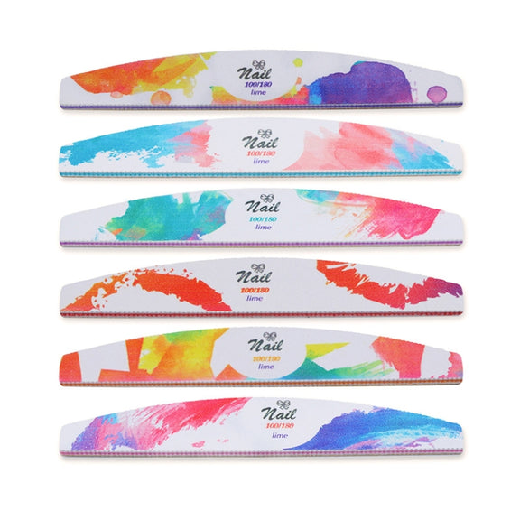 GJ0507 6 In 1 Nail Art Tools Polish Nails Scrub Strips(Watercolor)