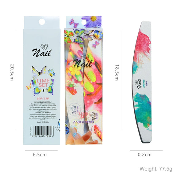 GJ0507 6 In 1 Nail Art Tools Polish Nails Scrub Strips(Watercolor)