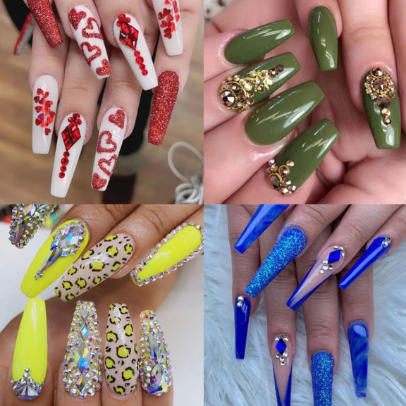 12 Grid Flat Bottom Shaped Nail Rhinestones Nail Decoration, Specification: 01