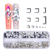 12 Grid Flat Bottom Shaped Nail Rhinestones Nail Decoration, Specification: 02
