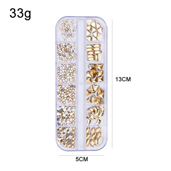 12 Grid Flat Bottom Shaped Nail Rhinestones Nail Decoration, Specification: 04