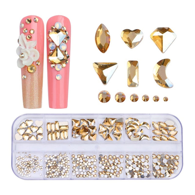 12 Grid Flat Bottom Shaped Nail Rhinestones Nail Decoration, Specification: 06