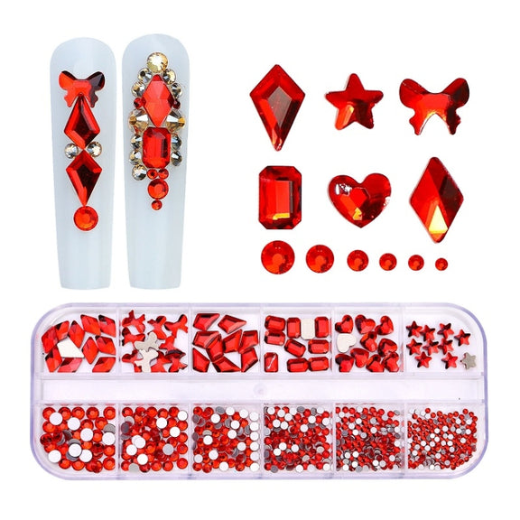 12 Grid Flat Bottom Shaped Nail Rhinestones Nail Decoration, Specification: 08