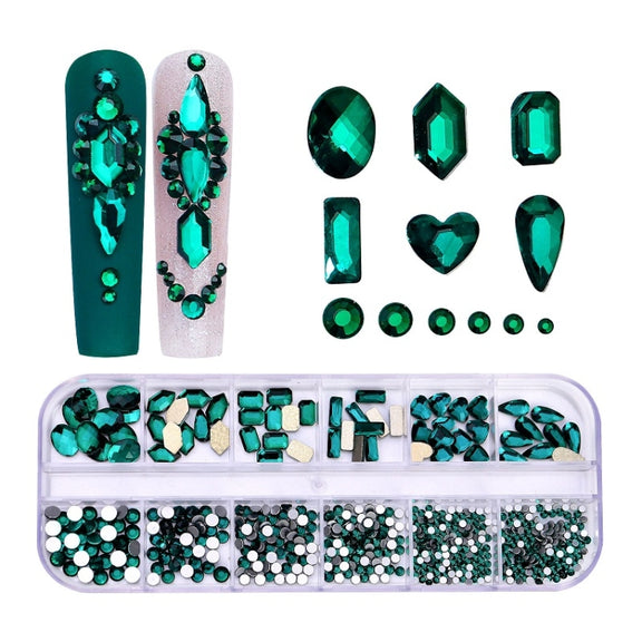 12 Grid Flat Bottom Shaped Nail Rhinestones Nail Decoration, Specification: 10