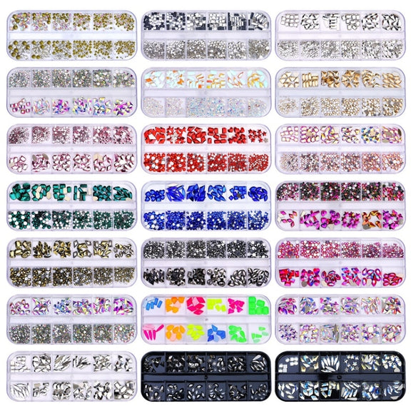12 Grid Flat Bottom Shaped Nail Rhinestones Nail Decoration, Specification: 15