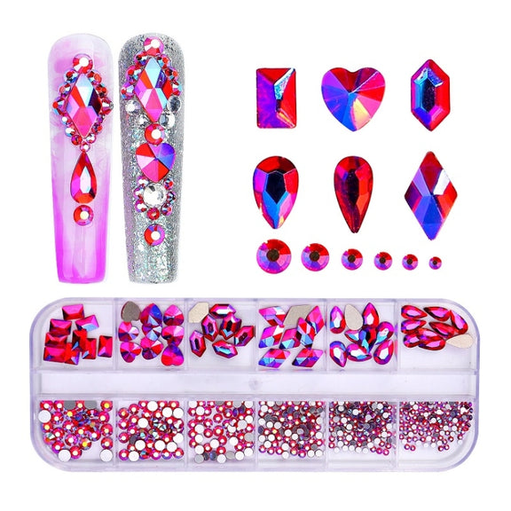 12 Grid Flat Bottom Shaped Nail Rhinestones Nail Decoration, Specification: 15