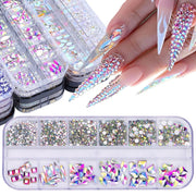 12 Grid Flat Bottom Shaped Nail Rhinestones Nail Decoration, Specification: 15