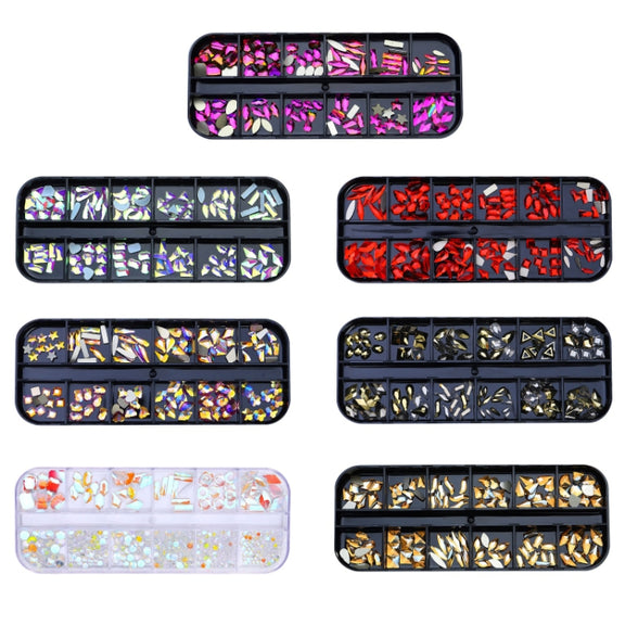 12 Grid Flat Bottom Shaped Nail Rhinestones Nail Decoration, Specification: 26