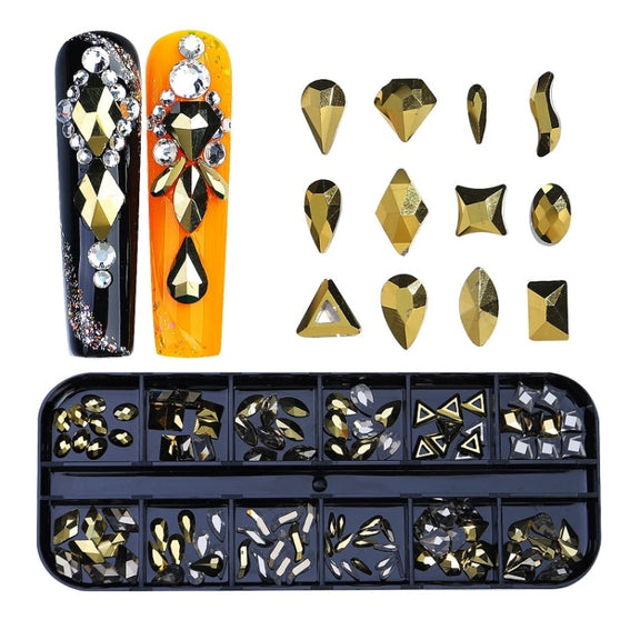 12 Grid Flat Bottom Shaped Nail Rhinestones Nail Decoration, Specification: 26