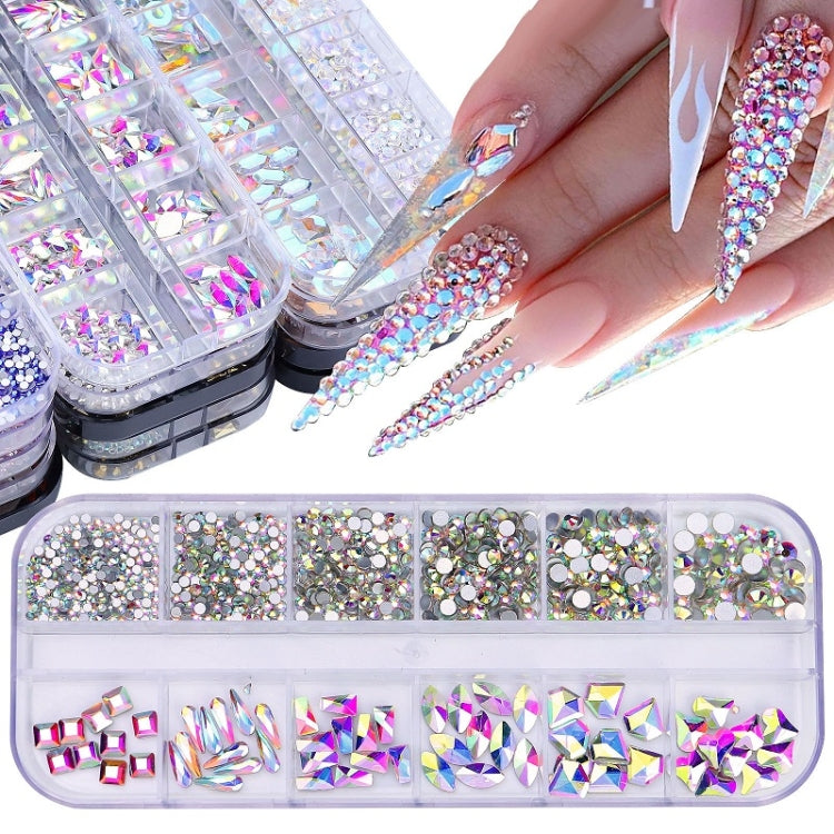 12 Grid Flat Bottom Shaped Nail Rhinestones Nail Decoration, Specification: 26