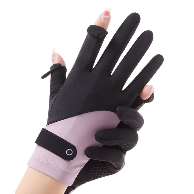 FSN02 1pair UV Resistant Ice Silk Breathable Cool Non-Slip Cycling Driving Thin Gloves Free Code(Black Purple) - Safety Gloves by PMC TechLife | Online Shopping South Africa | PMC TechLife | Buy Now Pay Later Mobicred