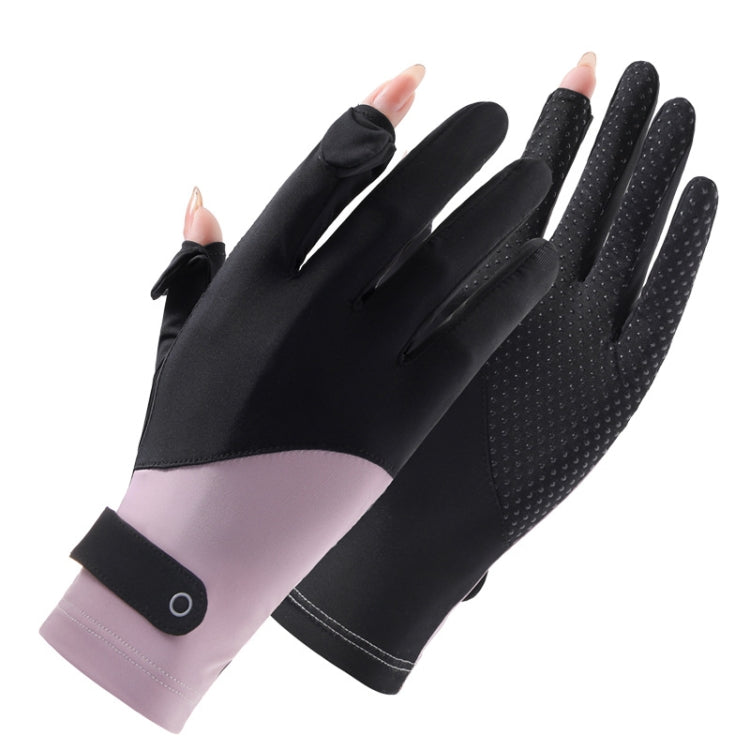 FSN02 1pair UV Resistant Ice Silk Breathable Cool Non-Slip Cycling Driving Thin Gloves Free Code(Black Purple) - Safety Gloves by PMC TechLife | Online Shopping South Africa | PMC TechLife | Buy Now Pay Later Mobicred