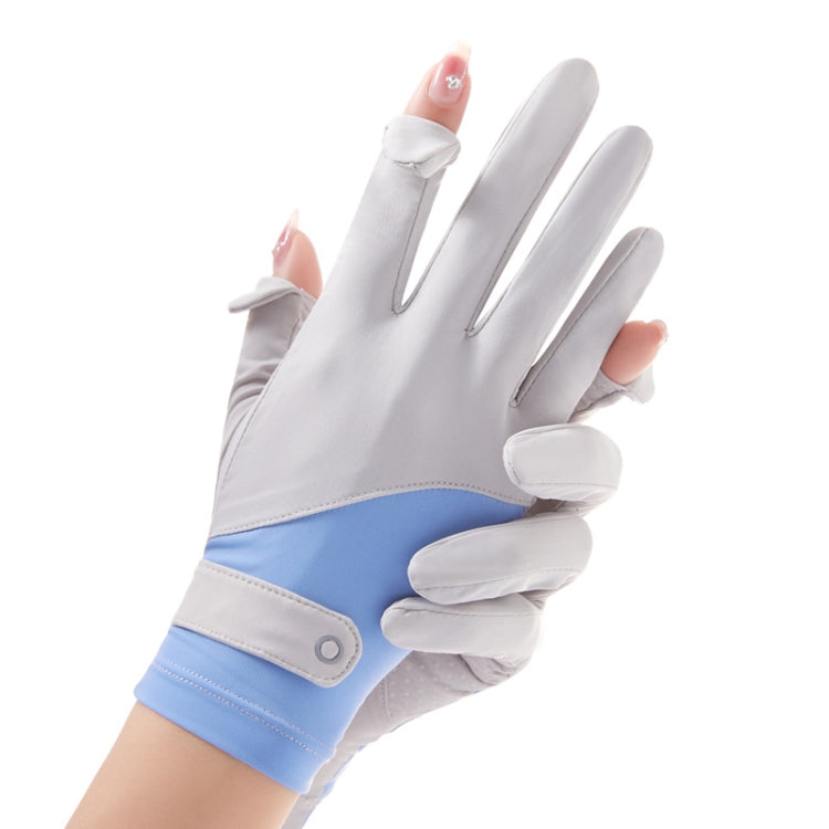 FSN02 1pair UV Resistant Ice Silk Breathable Cool Non-Slip Cycling Driving Thin Gloves Free Code(Blue White) - Safety Gloves by PMC TechLife | Online Shopping South Africa | PMC TechLife | Buy Now Pay Later Mobicred