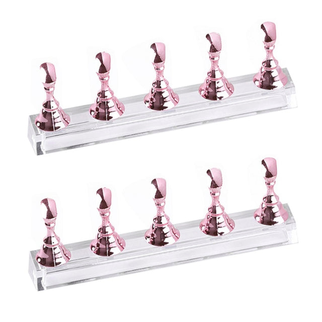 2 PCS Nail Art Chessboard Holder Nail Sheet Acrylic Base Practice Stand(Pink)