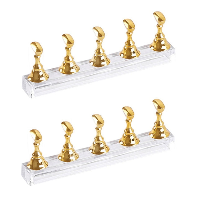 2 PCS Nail Art Chessboard Holder Nail Sheet Acrylic Base Practice Stand(Gold)