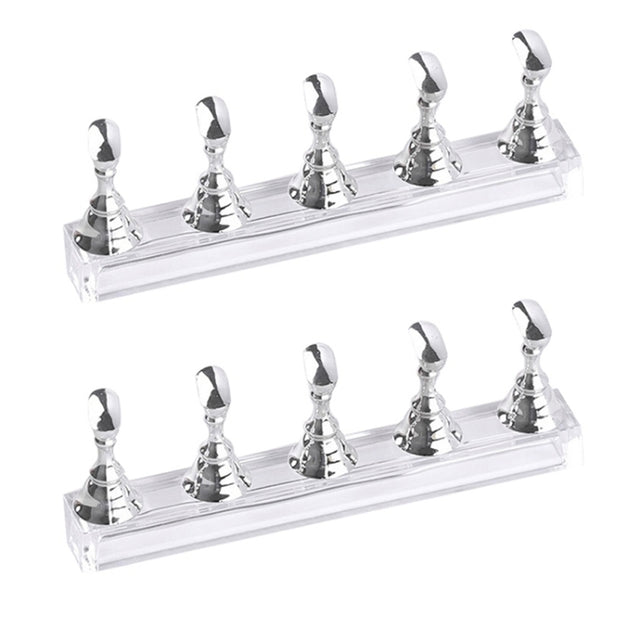 2 PCS Nail Art Chessboard Holder Nail Sheet Acrylic Base Practice Stand(Silver)