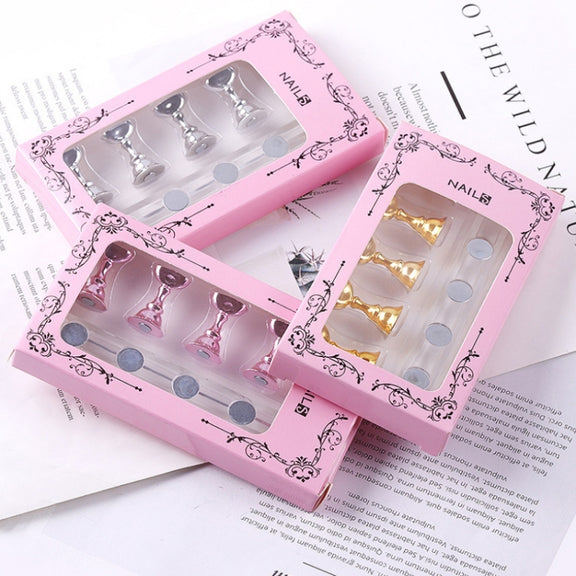 2 PCS Nail Art Chessboard Holder Nail Sheet Acrylic Base Practice Stand(Pink)