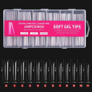 240 PCS/Box Thin Soft Transparent Nail Pieces, Shape: Super Long Denim Nails
