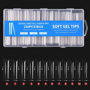 240 PCS/Box Thin Soft Transparent Nail Pieces, Shape: Extra Long Hose Nails