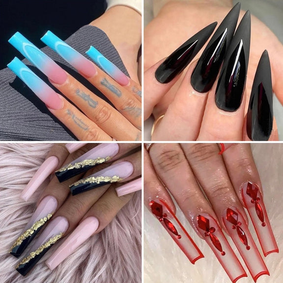 240 PCS/Box Thin Soft Transparent Nail Pieces, Shape: Extra Long Hose Nails