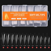 240 PCS/Box Thin Soft Transparent Nail Pieces, Shape：Super Long Pointed Nails