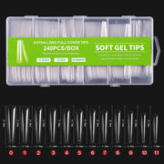 240 PCS/Box Thin Soft Transparent Nail Pieces, Shape: Extra Long Ballet Nails