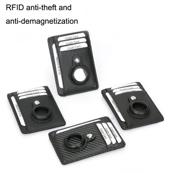 TQ-319 Anti-Theft Anti-Lost Tracker Leather Card Holder For AirTag, Style: Carbon Fiber (Black)