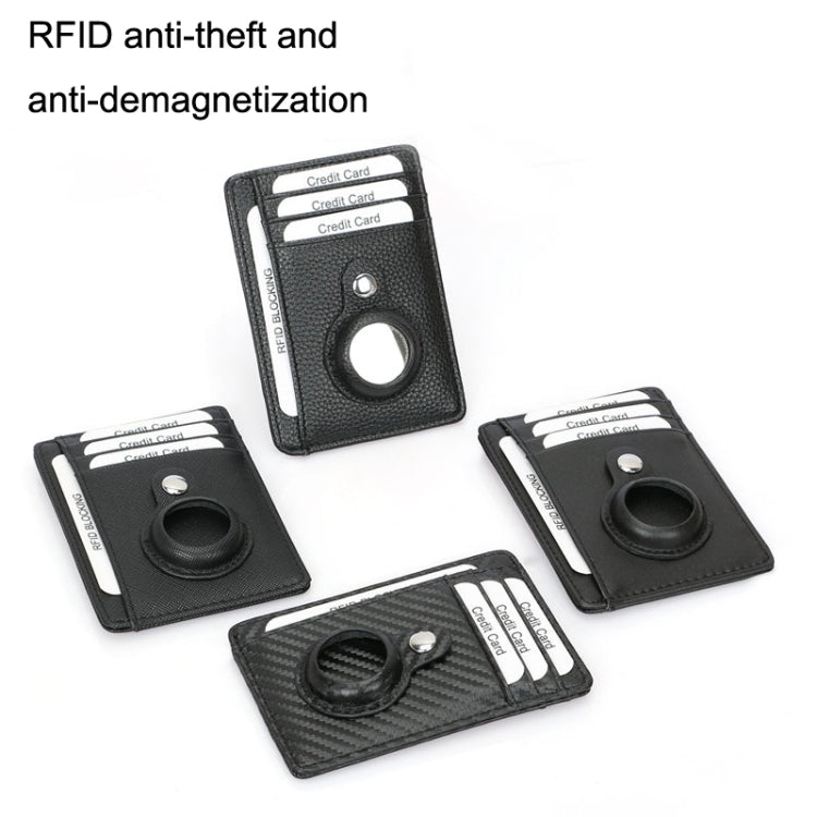 TQ-319 Anti-Theft Anti-Lost Tracker Leather Card Holder For AirTag, Style: Carbon Fiber (Black)
