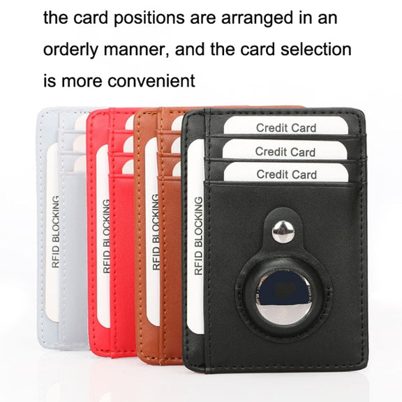 TQ-319 Anti-Theft Anti-Lost Tracker Leather Card Holder For AirTag, Style: Carbon Fiber (Black)