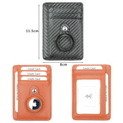 TQ-319 Anti-Theft Anti-Lost Tracker Leather Card Holder For AirTag, Style: Flat Pattern (Brown)