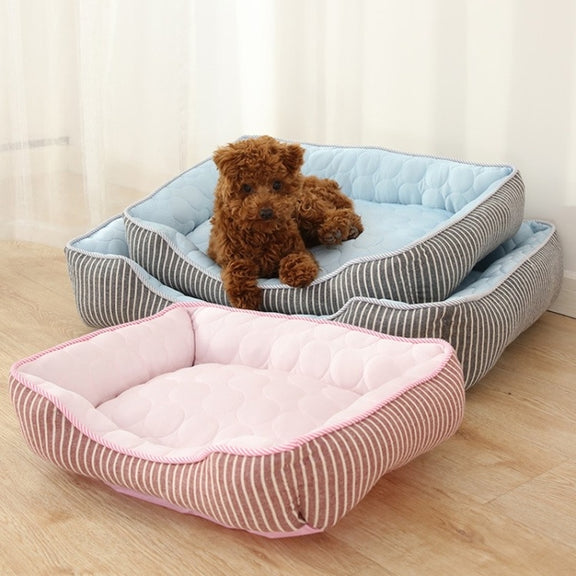 Summer Cold Feeling Dog Cat Kennel Ice Silk Cool Den M(Blue)