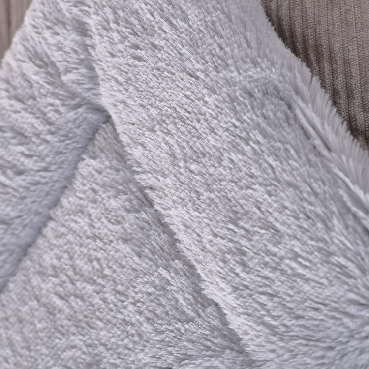 Double Sided Pet Mat Four Seasons Warm Dog Blanket,Size: L(Short Plush Gray)