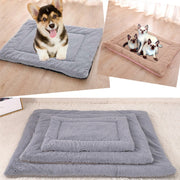Double Sided Pet Mat Four Seasons Warm Dog Blanket,Size: L(Short Plush Gray)