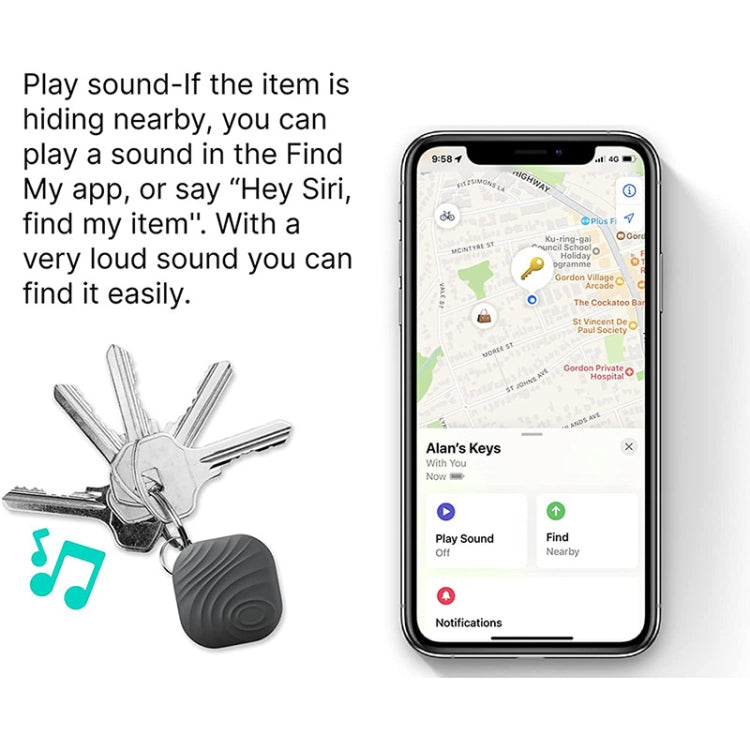 Nutale F11X Bluetooth Phone Key Anti-Lost Tracker Alarm(Gray)