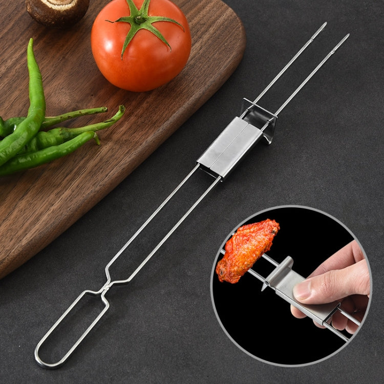 2 PCS Stainless Steel Semi-Automatic Double Head BBQ Fork Outdoor BBQ Tool - Cookwares & Tablewares by PMC TechLife | Online Shopping South Africa | PMC TechLife