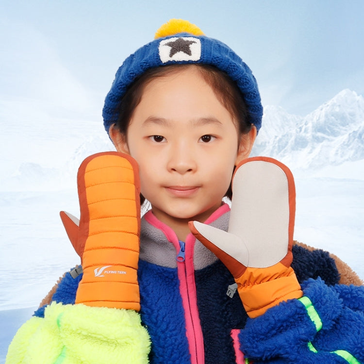 FLYING TERN 307 Outdoor Sports Fleece Water-resistant Wear-resistant Children Gloves(Lake Blue)