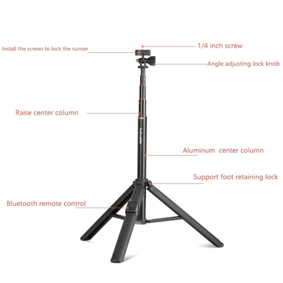 QingZhuangShiDai ZP100 Aluminum Alloy Floor Phone Stand Live Bluetooth Phone Selfie Stick