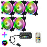 Computer CPU RGB luminous Radiator 5 Fans+Remote Control