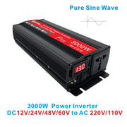 Gurxun Sine Wave Inverter 3000W 12/24/48/60V To 220V Car Boost Converter, Specification: 12V-220V