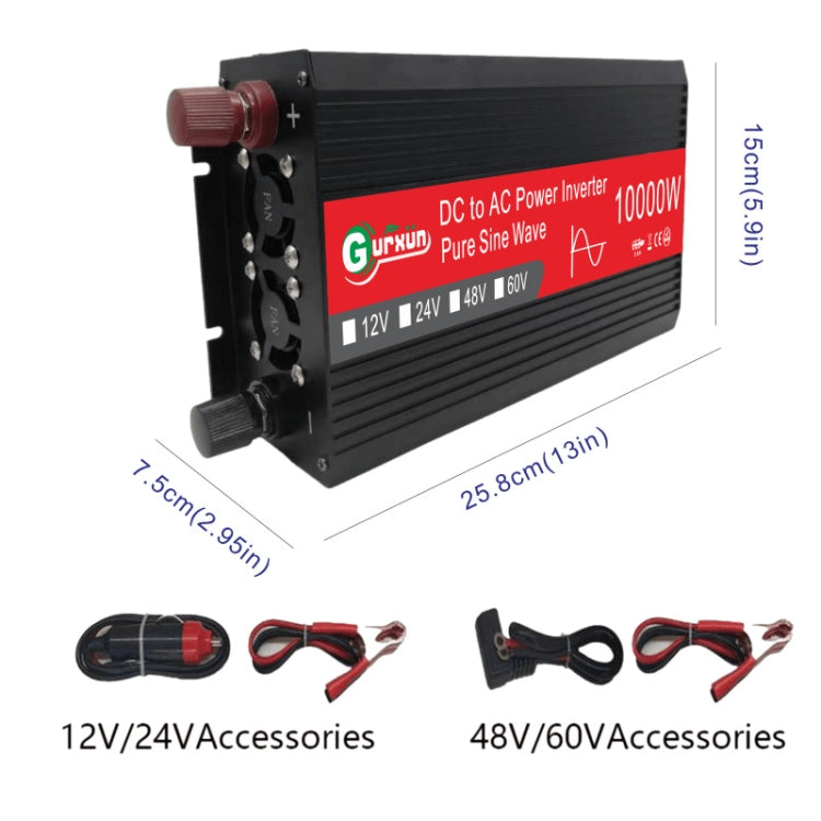 Gurxun HZ1500-10000 Sine Wave 10000W Inverter Power Converter, Specification: 24V To 220V - free shipping - PMC TechLife - Order now!